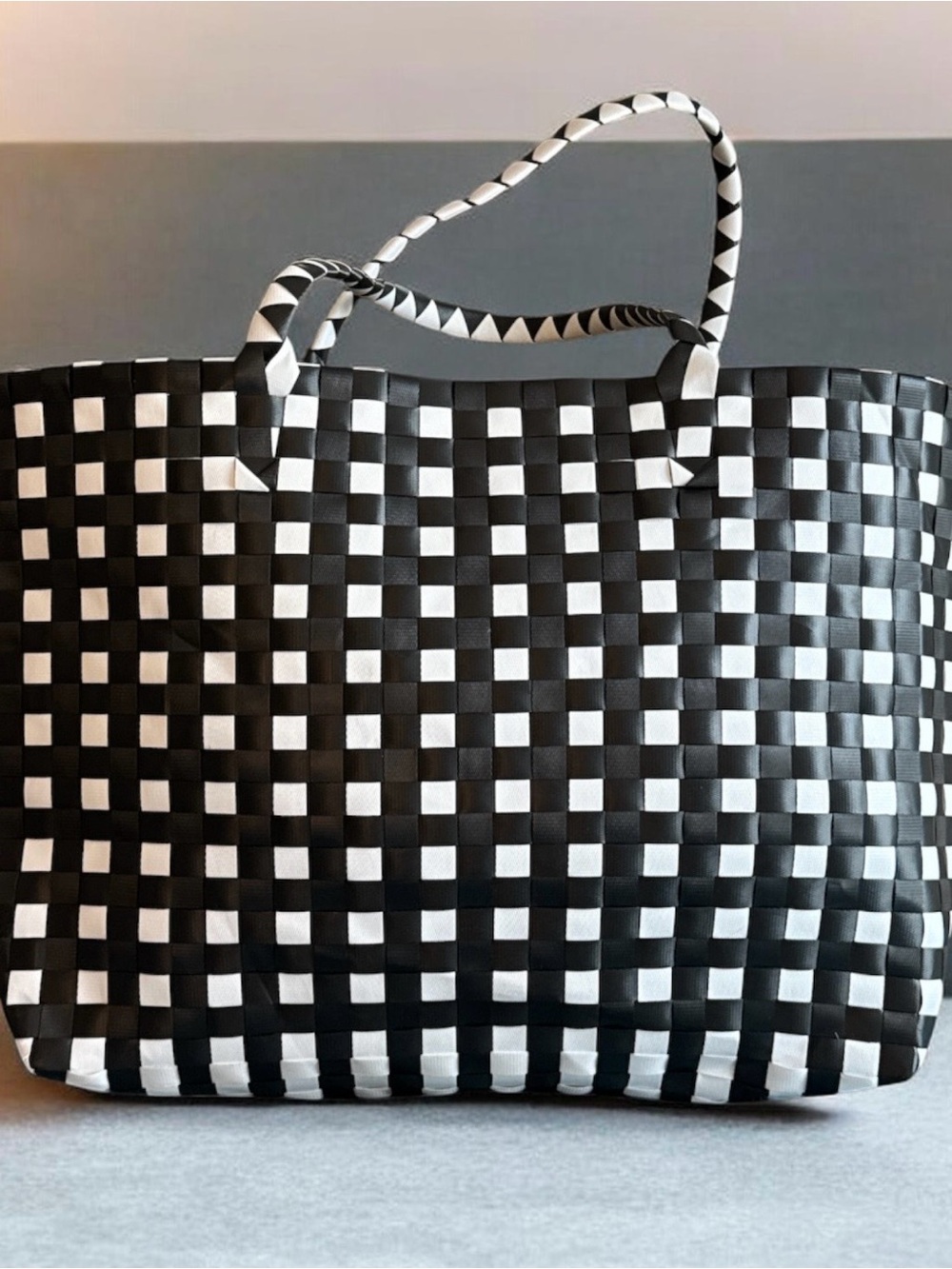 kate spade Black and White Woven Check Tote - Picture 2 of 3